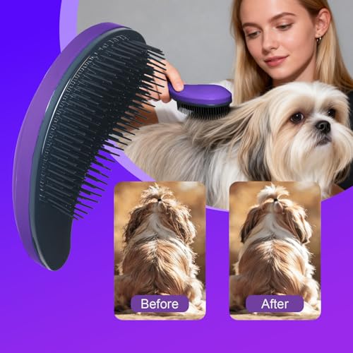 Small Dog Brush- Grooming Tool for Teddy, Yorkies, Maltese, Shih Tzu, Chihuahua - Puppy Hair Brush (Dark Purple) - color: Dark Purple