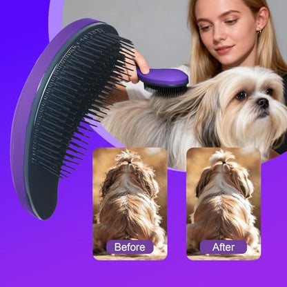 Small Dog Brush- Grooming Tool for Teddy, Yorkies, Maltese, Shih Tzu, Chihuahua - Puppy Hair Brush (Dark Purple) - color: Dark Purple