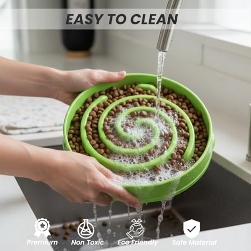 Slow Feeder Dog Bowl for Small, Medium & Large Dogs – Anti-Gulping Puzzle Maze Bowl, Non-Slip Slow Eating Dog Dish, Prevents Bloat & Improves Digestion, Interactive Pet Feeder (Green, Small) - color: Green, size: Small