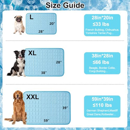 Quimoy Dog Cooling Mat 59"x39",Waterproof Pet Cooling Pad | Dog Cooling Pad with Chill Cold Fiber(Q-Max>0.4), Non-Slip Washable Summer Coolings Mat for Lager Dogs - size: 59”x39”