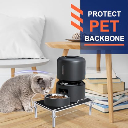 Beautyflier Raised Dog Feeder Stand Elevated Holder for Automatic Cat & Dog Feeders Pet Water Bowl Dispenser Stand Adjustable Fits Small Jugs Holds 5KG, Black (Holder ONLY) - color: Clear