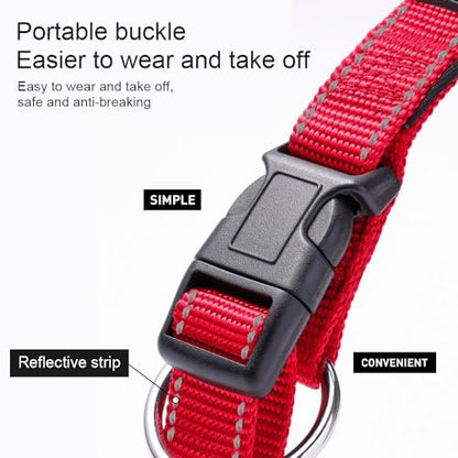 Custom Reflective Dog Collars with Embroidered Name and Phone Number, Soft Neoprene Padded Breathable Nylon Personalized Pet Collar Adjustable for Large Medium Small Dogs