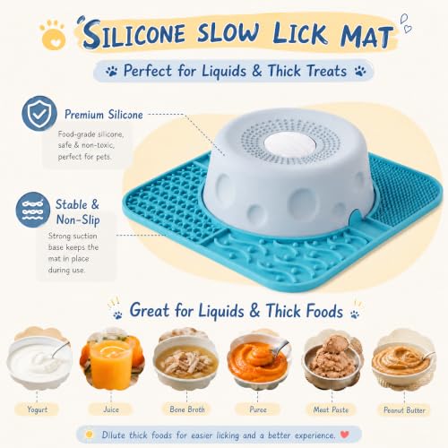 Dog Lick Bowl with Rolling Ball, 500ml Dog Lick Bowl | 2-in-1 lick mat and bowl for liquid treats and yogurt. Anti-slip suction base, food-grade silicone. All dog sizes