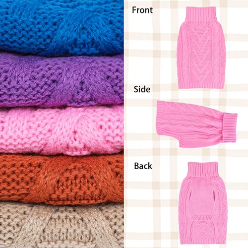 Dog Sweaters for Small Dogs Warm Dog Clothes Winter Chihuahua Clothes Girl Boy Puppy Sweater Knitted Doggy Coat Soft Solid Pet Cat Sweater with Turtleneck Pullover Design (Pink, X-Small) - color: PINK, size: X-Small