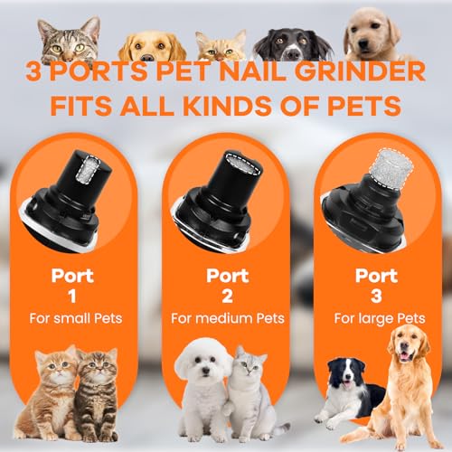 Tife Dog Nail Grinder,2 Speed Electric Rechargeable Dog Nail Trimmer,Quiet and Low-Vibration Pet Nail Grinder,Painless Dog&Cat Grooming Supplies for Large Medium Small Pets - color: Black-525