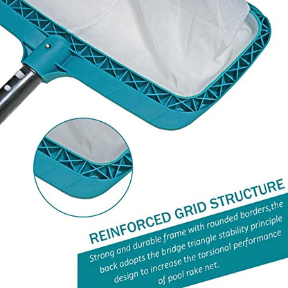 POOLWHALE Professional Pool Skimmer Net, Heavy Duty Swimming Leaf Rake Cleaning Tool with Deep Fine Nylon Mesh Net Bag - Fast Cleaning,Easy Scoop Edge,Debris Pickup Removal (No Pole) - size: Pool Rake