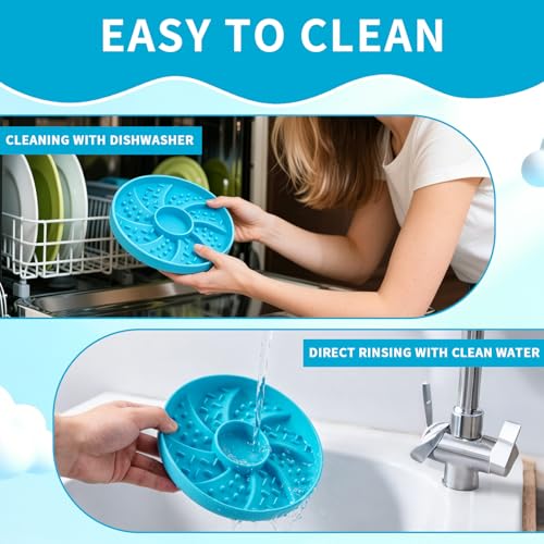 Dog Bowl Silicone Slow Feeder, Windspout Puzzle Shaped Anti-Choking Pet Food Bowls 2 Cups Capacity for Medium Breeds with Non-Slip Suction Cup Base Maze Dish for Fast Eater