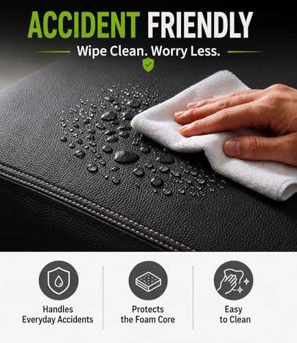 Waterproof Vinyl Leather Dog Bed for Small Dogs, Wipeable Dog Pad, Easy to Clean, Pet Hair Resistant Kennel Bed - color: Black, size: 28"L x 19"W x 3"Th