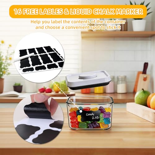 Pop Push Button Airtight Food Storage Containers 4 Pack (0.7Qt) | BPA-Free Stackable Square Canisters for Nuts, Candy, Spices, Pet Treats, Small Snacks - color: 650ml x4