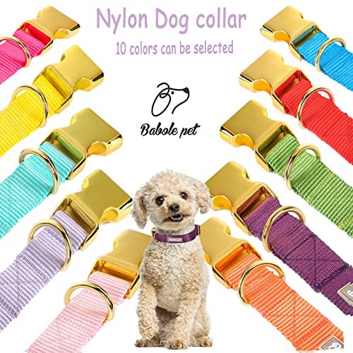 Nylon Dog Collar - Adjustable Deep Purple Soft Webbing Dog Collars for Small Medium Large Dogs Boy Girl Puppy Collar with Safety Metal Buckle XS - color: Nylon-Deep Purple, size: XS