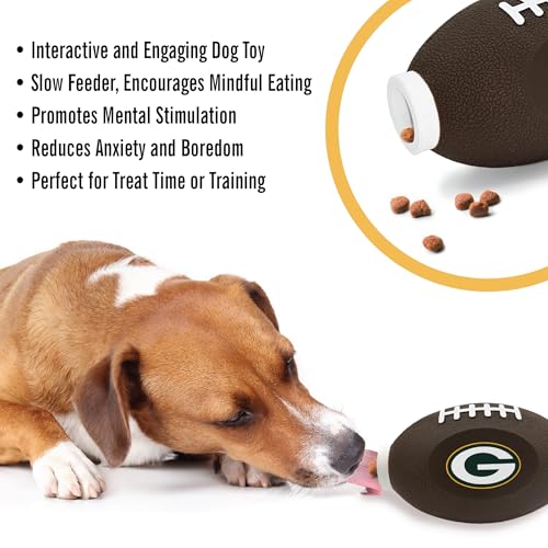 Pets First NFL Green Bay Packers Football Treat Dispensing Toy for Dogs and Cats, Rubber Ball, Interactive Fun, Natural Rubber - color: Green Bay Packers