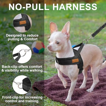 BEAUTYZOO No Pull Dog Harness Medium Sized Dog, Breathable Mesh Padded Dog Harness and Leash Set, Adjustable Reflective Escape Proof Dog Vest Harnessss Quick Fit for Training Walking, Black M - color: Black, size: M: Chest 21"-26.7"