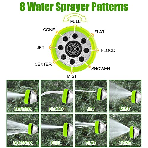 Dog Washing Hose Attachment, 8-in-1 Sprayer Mode Garden Hose Nozzle with Pet Bathing Brush and 100cc Soap Dispenser Bottle, Adopted in Watering Flowers, Car Wash, Dog and Horse Showering (Green) - color: Green