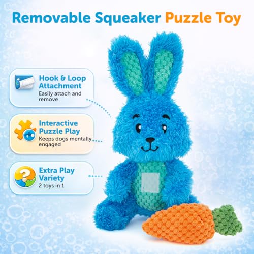 GURU Loveys Soft & Cuddly Rabbit Dog Toy with Removable Squeaker - Dog Toy with Multiple Textures to Stimulate Play & Engage Your Dog’s Instincts- Puzzle Dog Toy, Low-Pile & Bubble Plush - style: Rabbit