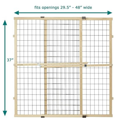 MYPET Wire Mesh Dog Gate: 29.5"-40" Wide, Pressure Mounted with No Tools; Expandable, Durable Pet Gates for Doors and Hallways, 37" Tall, Made with Sustainable Hardwood - size: 29.5"-48" Wide, 37" Tall