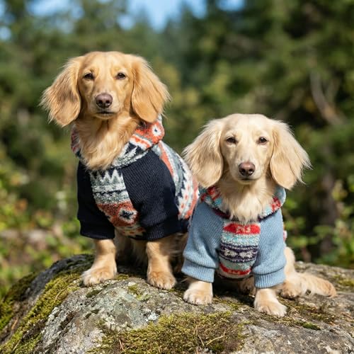 Fitwarm Classic Fleece Dog Hoodie, Thermal Winter Clothes for Small Dogs Boy Girl, Striped Pet Sweatshirt, Blue, Red, Small - color: Fair Isle, size: Small
