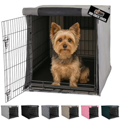 GORILLA GRIP Dog Crate Covers Compatible with Amazon Basics Dog Crates, All Sides Open, Privacy Cover Fits 24" Wire Kennel, Breathable Mesh Windows, Light Reducing Puppy Training Cage Topper, Gray - color: Gray, size: 24" X 18" X 20"