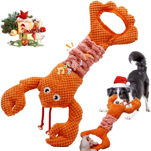 YZHDUXIU Tug of War Dog Toy, Squeaky Dog Toys Interactive Lobster Puppy Toys with Crinkle Paper to Keep Them Busy - color: Orange Lobster