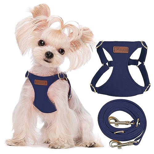 Puppytie xs Dog Harness with Multifunction Dog Leash,Soft Adjustable No Choke Escape Proof Pet Harness Vest,Navy,XS - color: Navy, size: XS(4.5-11lb）