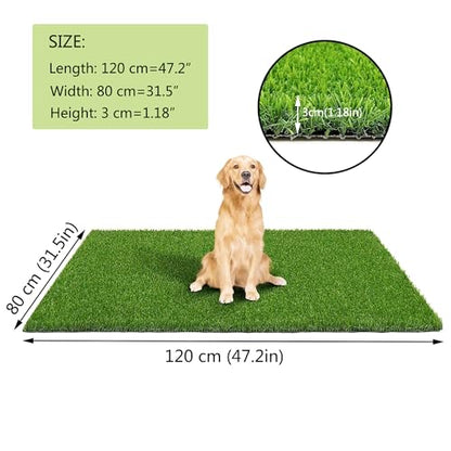 VERAMI Fake Grass Dog Pee Pads -Premium Dog Potty Turf Mat with Drainage Holes, 47.2" x 31.5" , Puppy Training Turf, Reusable Indoor Outdoor Grass Pad for Dogs Potty Training