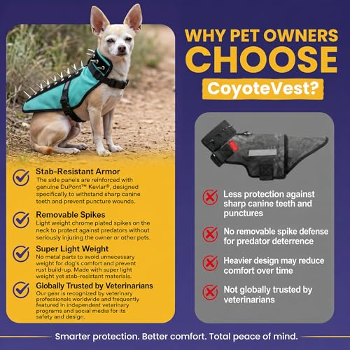 CoyoteVest Dog Harness | Stab-Resistant Protective Vest | Coyote Vest for Dogs | Defends Against Coyotes, Dogs, Birds of Prey | Reflective Safety, Made in USA (XX-Small, Red) - color: Red, size: XX-Small
