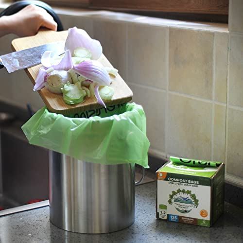 GreFusion Compostable Trash Bags for Kitchen Compost Bin 1.2 Gallon,150 Count,Compost Bags Small for Food Scrap Waste Bags for Countertop Bin Certified by BPI,ASTM D6400 and OK Compost - color: 1.2G-150Count