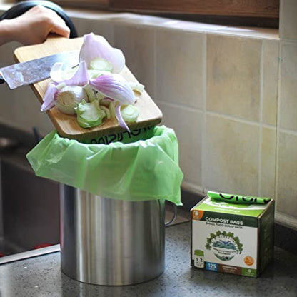 GreFusion Compostable Trash Bags for Kitchen Compost Bin 1.2 Gallon,150 Count,Compost Bags Small for Food Scrap Waste Bags for Countertop Bin Certified by BPI,ASTM D6400 and OK Compost - color: 1.2G-150Count