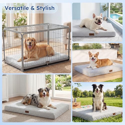ZOMISIA Orthopedic Cooling Dog Bed, Q-Max>0.5 Cooling Mat XXL for Crate with Removable Washable Cover, Breathable Egg Foam Summer Pad for Furry Pets Outdoor, 47x29 Inch, Grey - size: 47x29"(XXL-Crate)