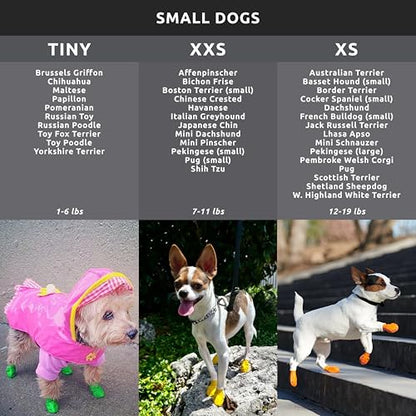 PawZ Rubber Dog Boots for Tiny Paws - All-Weather Waterproof Dog Shoes, Anti-Slip Traction for Rain, Snow, Mud & Hot Pavement - Pull-On Dog Booties, Black - Tiny (0.5" - 1") - Pack of 24 - size: Tiny