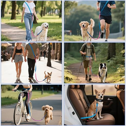 Anccoplus Hands Free Dog Leash, Multifunctional Crossbody Running for Dogs, Ultra-Light Dog Training Leash with Secure Clip, Short & Long Leashes, Adjustable Service Dog Leashes (Aqua Pink) - color: Aqua Pink