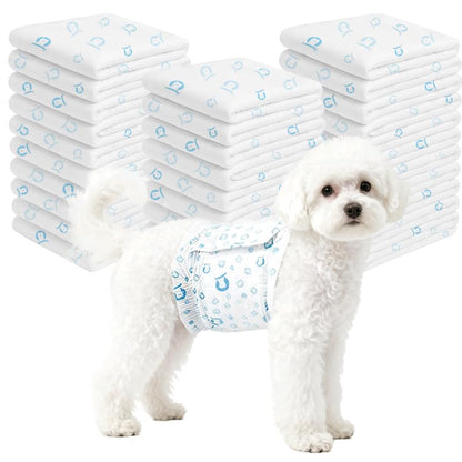 90 Count Dog Diapers Male, Disposable Small Male Dog Wraps Super Absorbent Puppy Doggie Diapers for Heat Excitable Urination Incontinence Waist 11-16.5 inch Small Dog - Blue