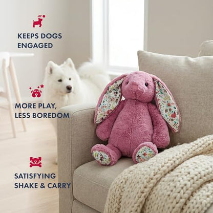 Petlou Dog Plush Toys,Crinkle Toy, Interactive Stuffed Squeaky Toys Chew for Medium Small Large Dogs,Cute (15" Promo Rabbit-Lavender)
