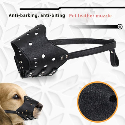 Dog Muzzle Leather, Comfortable and Safe Anti-Barking Leather Dog Muzzle, Breathable and Adjustable, Anti-Bite, Anti-Barking, Anti-Chewing, Suitable for Small, Medium and Large Dogs - size: XL