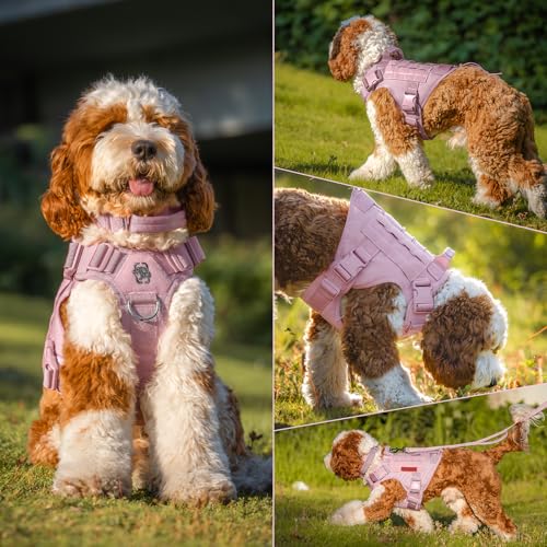 OneTigris Tactical Dog Harness Vest,No-Pull Service Dog Vest with Hook & Loop Panels,Adjustable Dog Vest Harness for Walking Hiking Training(Pink,XXS) - color: Pink, size: XX-Small
