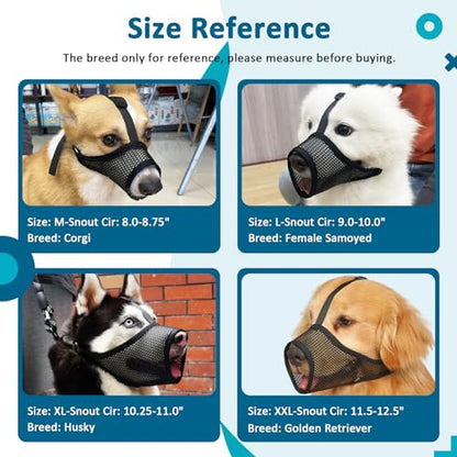 LUCKYPAW Dog Muzzle, Mesh Muzzle for Large Medium Small Dogs, Soft Mouth Guard to Prevent Biting Chewing with Adjustable Head Strap, Perfect for Vet Visit - size: XS