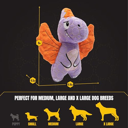 Bite Force - Durable & Strong Dog Toy Purple Dino with Squeaker, Kevlar-Reinforced for Aggressive chewers. - color: Regular - Dragon