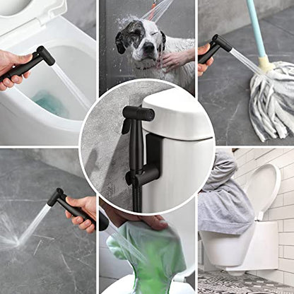 SHAMANDA Handheld Bidet Sprayer for Toilet, Stainless Steel Baby Cloth Diaper Sprayer Kit, Bathroom Toilet Bidet Attachment Set for Bathing Pets Feminine Hygiene, Matte Black BDS01-7 - color: Matte Black, style: Cold Water Mode Only
