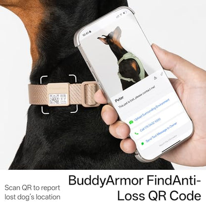 All-Weather Dog Collar Reflective Adjustable Soft Nylon QR Code Anti-Lost Collar Breathable with Quick-Release Buckle Patent Alloy Ring for Small Medium Large Dog (Light-Olive, M) - color: Light-Olive, size: M
