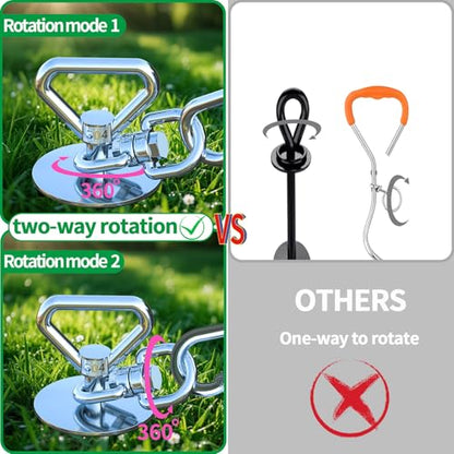 catapamey Dog Tie Out Cable and Stake,with 2x20 Feet Heavy Duty Cable(up to 200lbs),360° Swivel Dog Run Anchor,Runner for Yard-No Tangle,Ideal for Outdoor Camping