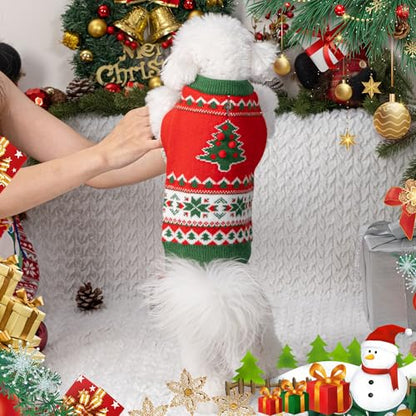 LUBOT NEW Ugly Christmas Sweaters for Puppy Cute Funny Wintertime and Holiday Parties Knitted Pullover Sweater Small Dog Tree Small - color: RedTree, size: Small