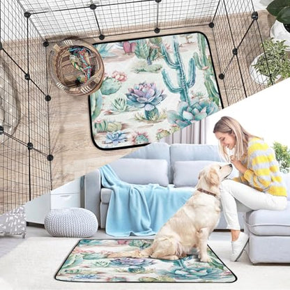 Qilmy Cactus Pet Mat, Waterproof Reusable Dog Training Pad Anti-Slip Pet Creat Pad for Small Medium Large Dogs and Cats - size: Smallx3