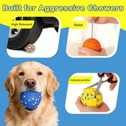 6 Pack Dog Balls for Aggressive Chewers, Indestructible 2.75 Inch ETPU Pet Toys, Soft Bouncy Floating Tennis Balls for Training, Fetch & Water Play, for Small Medium Large Dogs & Strong Chewers.