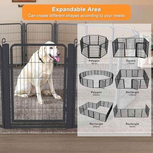 Dog Playpen Outdoor with Low Threshold Gate, 32 inch 40 Panels Dog Play Pen Indoors, Heavy Duty Metal Puppy Playpen Dogs Pen, Rust-Resistant Pet Playpens for Yard RV Camping - color: 40 Panels-32 Inch