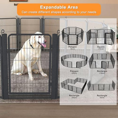 Dog Playpen Outdoor with Low Threshold Gate, 32 inch 48 Panels Dog Play Pen Indoors, Heavy Duty Metal Puppy Playpen Dogs Pen, Rust-Resistant Pet Playpens for Yard RV Camping - color: 48 Panels-32 Inch