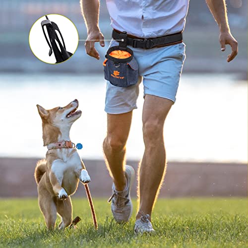 AMZNOVA Dog Treat Bag Treatnow Dog Treat Pouch, Training Pouch with Waist Belt & Clicker for Training & Walking, Waist Clip On Snack Fanny Pack for Pet, 3Cups, Heather Blue - color: Heather Blue