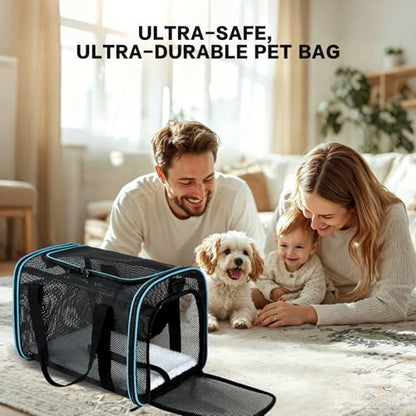 Cat Dog Pet Carriers Soft-Sided Cats Bag Animal Carriers Puppy Carrying Bag TSA Airline Approved Dog Carrier Soft Sided, Collapsible Travel Carriers for Big Cats/Small Dogs Up to 16lbs 17 * 11 * 11