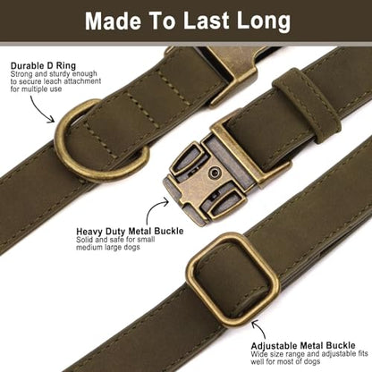 Personalized Dog Collars for Puppies, Custom Soft PU Leather Dog Collar with Engraved ID Name and Number, Adjustable & Durable Pet Collars with Quick Release Metal Buckle,XS(8-13") - color: Deep Green-Engraving, size: X-Small: Fit 8-13" Neck