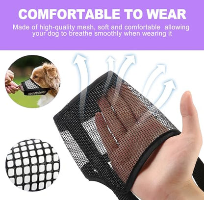Small Dog Muzzle, Soft Mesh Mouth Cover for Biting, Chewing & Barking, Breathable Muzzle for Grooming, Allows Panting & Drinking - Bozal para Perros Pequeños(XS, Black)