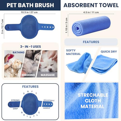 Dog Paw Cleaner, Paw Washer Cup with Soft Silicone Bristles, Portable Dog Foot Washer, 4-in-1 Paw Cleaner Kit with Paw Balm, Microfiber Towel & Grooming Brush (Blue, Small) - color: Blue, size: Small