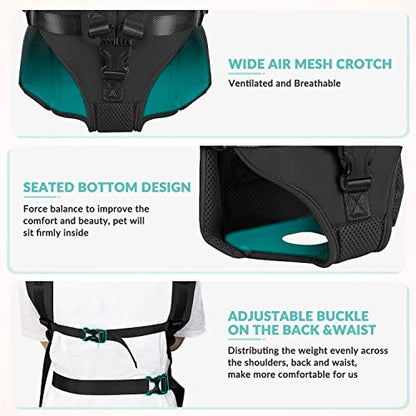 Lukovee Dog Backpack Carrier, Legs Out Easy-fit Dog Front Carrier for Small Medium Dogs, Adjustable Hands Free Dog Chest Carrier for Hiking Cycling (B,Medium) - color: Black